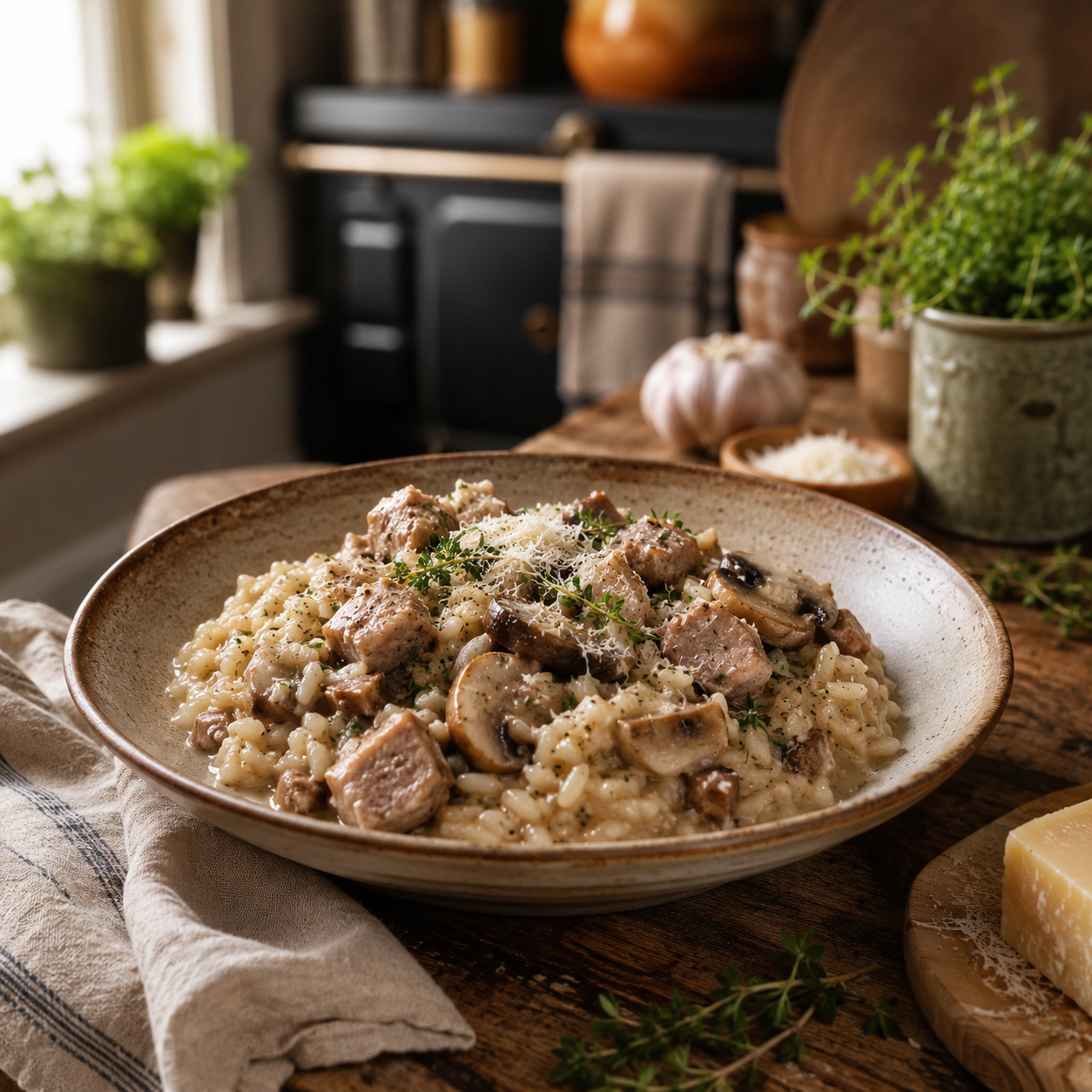 Pork and Mushroom Risotto Recipe with Bone Broth