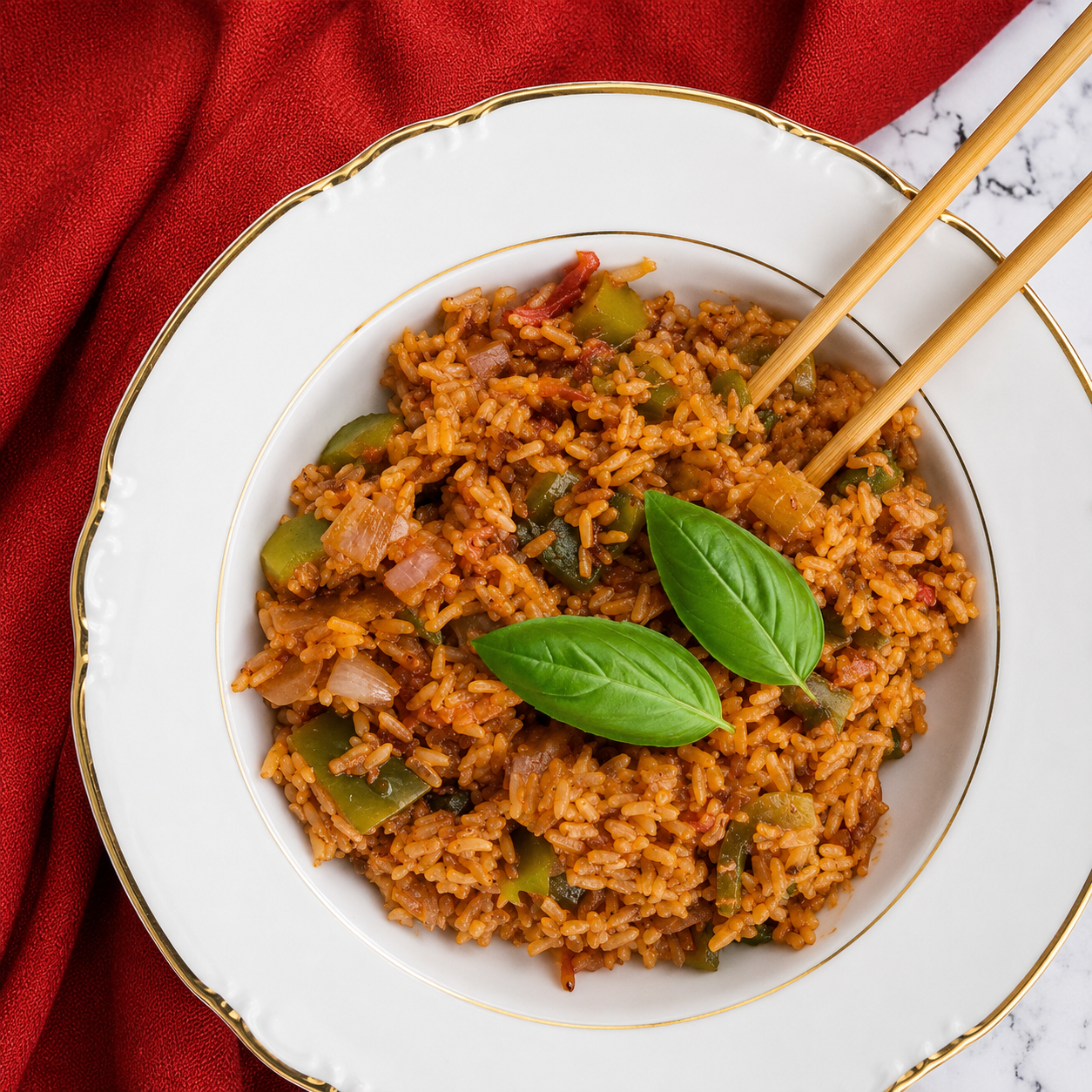 Tomato & Oregano Fried Rice with Bone Broth