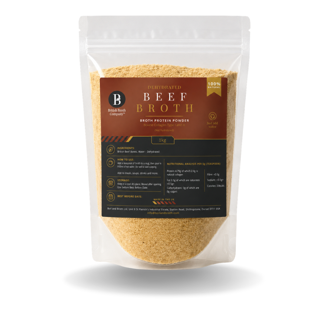Beef Bone Broth Powder (Dehydrated) – 1kg Mega Pouch