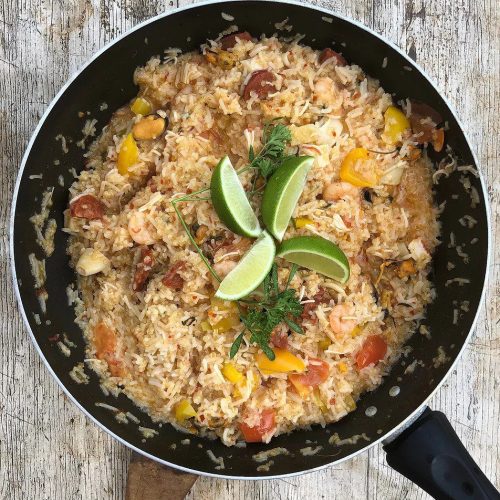 Chilli Seafood Paella with broth