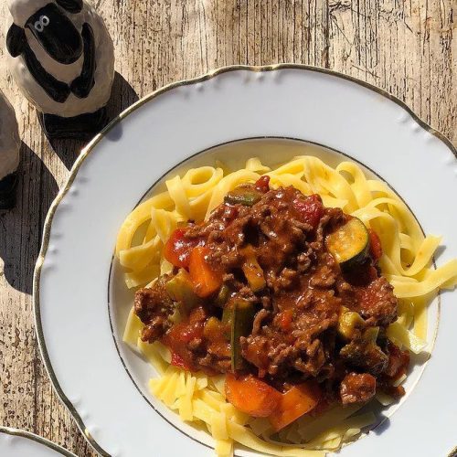 Turkey Bolognese with broth