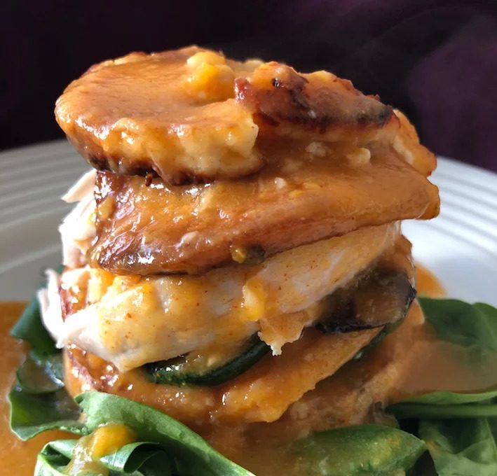 Chicken and vegetable stacker