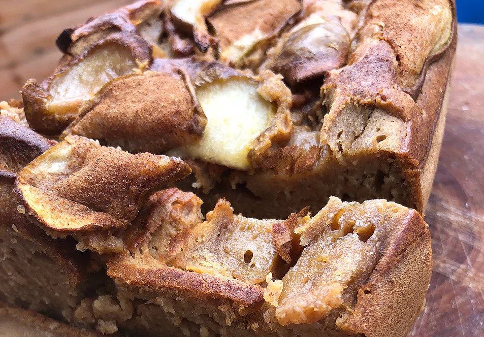 Banana and Pear Loaf with bone broth hot chocolate