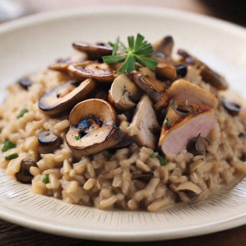 Pork and Mushroom Risotto with added Pork Broth