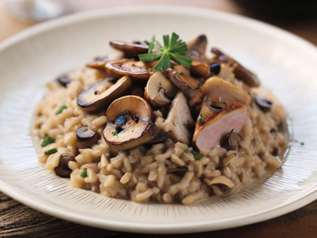 Pork and Mushroom Risotto with added Pork Broth