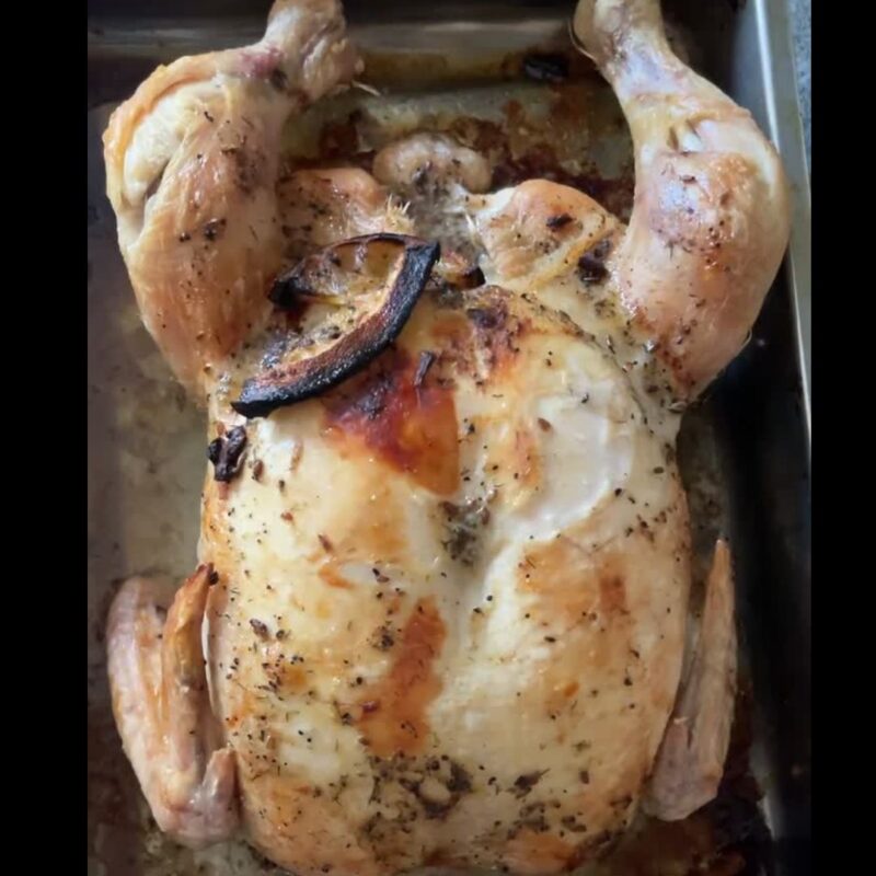 Roast chicken with chicken tallow